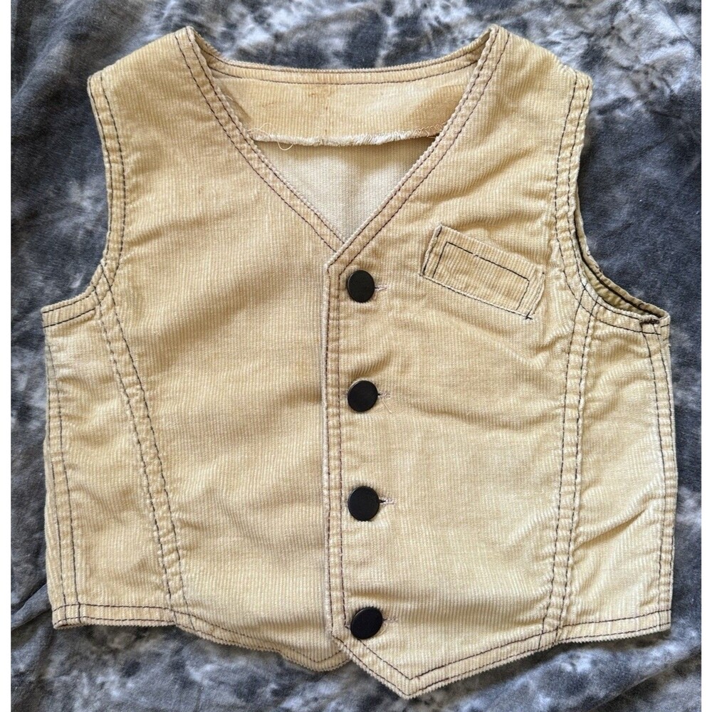 Vintage Boys Western Corduroy Vest Cowboy Costume Snap Front Sony Pictures S